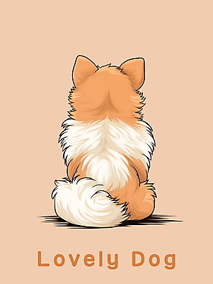 PSD 편집이미지 한마리 앉기 사람없음 뒷모습 귀여움 주황색 개 강아지 포메라니안 이미지편집 1 뷰포인트 컬러 컨셉 포유류 모션 반려동물 파일형식