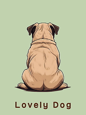 PSD 편집이미지 한마리 앉기 사람없음 뒷모습 갈색 귀여움 개 강아지 퍼그 이미지편집 1 뷰포인트 컬러 컨셉 포유류 모션 반려동물 파일형식