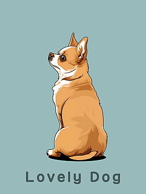 PSD 편집이미지 한마리 앉기 사람없음 뒷모습 귀여움 주황색 뒤돌아보기 개 강아지 치와와 이미지편집 1 뷰포인트 컬러 컨셉 포유류 모션 반려동물 파일형식