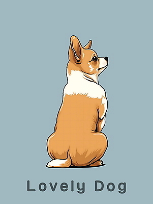 PSD 편집이미지 한마리 응시 앉기 사람없음 뒷모습 귀여움 주황색 개 강아지 치와와 이미지편집 1 시선 뷰포인트 컬러 컨셉 포유류 모션 반려동물 파일형식