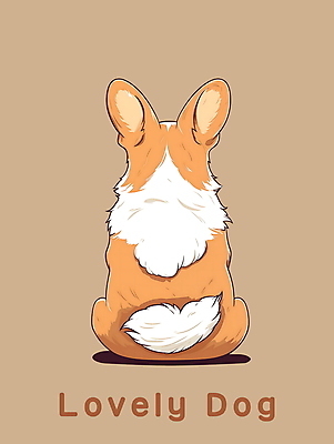 PSD 편집이미지 한마리 앉기 사람없음 뒷모습 귀여움 주황색 개 강아지 웰시코기 이미지편집 1 뷰포인트 컬러 컨셉 포유류 모션 반려동물 파일형식