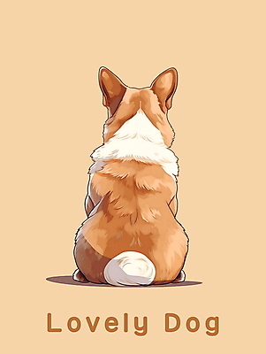 PSD 편집이미지 한마리 앉기 사람없음 뒷모습 갈색 귀여움 개 강아지 웰시코기 이미지편집 1 뷰포인트 컬러 컨셉 포유류 모션 반려동물 파일형식