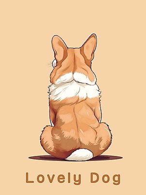 PSD 편집이미지 한마리 응시 앉기 사람없음 뒷모습 갈색 귀여움 개 강아지 웰시코기 이미지편집 1 시선 뷰포인트 컬러 컨셉 포유류 모션 반려동물 파일형식