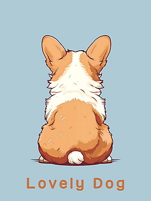 PSD 편집이미지 한마리 앉기 사람없음 뒷모습 귀여움 주황색 개 강아지 웰시코기 이미지편집 1 뷰포인트 컬러 컨셉 포유류 모션 반려동물 파일형식