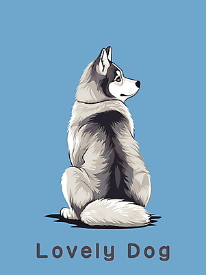 PSD 편집이미지 한마리 사람없음 뒷모습 귀여움 회색 뒤돌아보기 개 강아지 시베리안허스키 이미지편집 1 뷰포인트 컬러 컨셉 포유류 모션 반려동물 파일형식