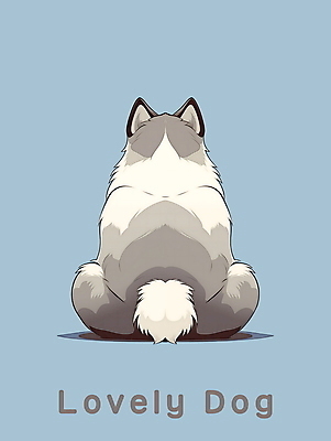 PSD 편집이미지 한마리 사람없음 뒷모습 귀여움 회색 개 강아지 시베리안허스키 이미지편집 1 뷰포인트 컬러 컨셉 포유류 반려동물 파일형식