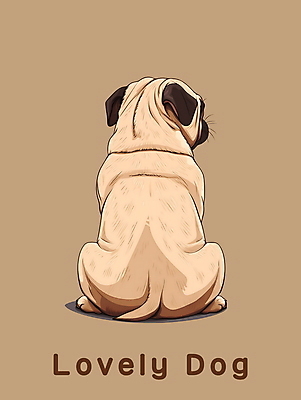 PSD 편집이미지 한마리 응시 사람없음 뒷모습 갈색 귀여움 개 강아지 퍼그 이미지편집 1 시선 뷰포인트 컬러 컨셉 포유류 반려동물 파일형식