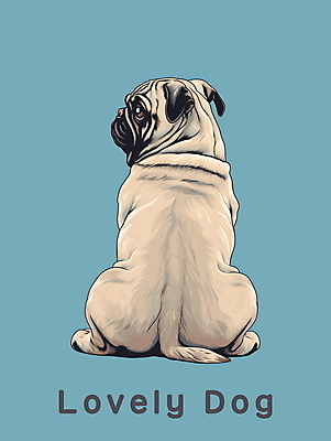 PSD 편집이미지 한마리 사람없음 뒷모습 귀여움 회색 뒤돌아보기 개 강아지 퍼그 이미지편집 1 뷰포인트 컬러 컨셉 포유류 모션 반려동물 파일형식