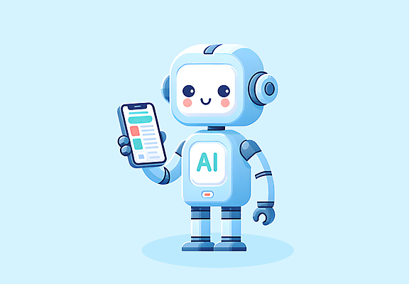 JPG 일러스트 미래 들기 사람없음 파란색 스마트폰 로봇 AI_인공지능 국내일러스트 AI일러스트 AI콘텐츠 컬러 컨셉 모션 핸드폰 스마트기기 파일형식