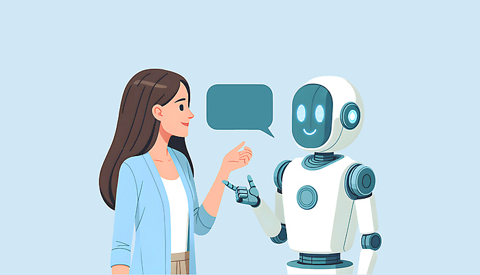 JPG 여자 말풍선 일러스트 커뮤니케이션 미래 정보기술 대화 한명 성인 파란색 로봇 소통 소프트웨어 성인여자한명만 상호작용 AI_인공지능 국내일러스트 AI일러스트 AI콘텐츠 1 컬러 컨셉 기술 말하기 사람 여자한명만 성인여자만 파일형식