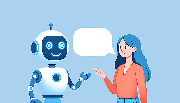 JPG 여자 말풍선 일러스트 커뮤니케이션 미래 정보기술 대화 한명 성인 파란색 로봇 소통 소프트웨어 성인여자한명만 상호작용 AI_인공지능 국내일러스트 AI일러스트 AI콘텐츠 1 컬러 컨셉 기술 말하기 사람 여자한명만 성인여자만 파일형식