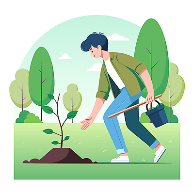 전신 나무 식물 구름 남자 줄기 일러스트 하늘 한명 들기 성인 초록색 바구니 흙 막대기 식목일 나무심기 모종 묘목 성인남자한명만 국내일러스트 AI파일 자연요소 1 기념일 컬러 모션 사람 심기 남자한명만 성인남자만 파일형식 벡터