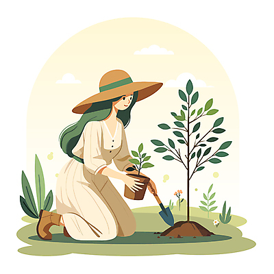 전신 나무 식물 구름 모자 여자 꽃 화분 잎 일러스트 하늘 나뭇잎 한명 들기 성인 초록색 흙 무릎꿇기 삽 식목일 나무심기 모종 묘목 성인여자한명만 국내일러스트 AI파일 자연요소 1 잡화 기념일 컬러 모션 사람 심기 여자한명만 성인여자만 파일형식 벡터