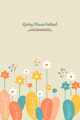 꽃밭 일러스트 사람없음 봄 분위기 베이지색 카피스페이스 국내일러스트 AI파일 계절 꽃 컬러 컨셉 공백 파일형식 벡터