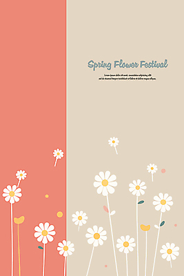 꽃밭 일러스트 사람없음 봄 분위기 베이지색 카피스페이스 국내일러스트 AI파일 계절 꽃 컬러 컨셉 공백 파일형식 벡터