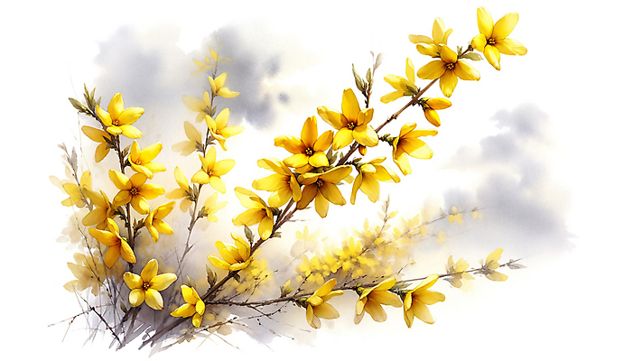 JPG 꽃 백그라운드 일러스트 수채화 사람없음 노란색 봄 분위기 국내일러스트 AI일러스트 AI콘텐츠 식물 계절 컬러 컨셉 파일형식