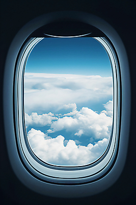 JPG 구름 편집이미지 창문 하늘 비행기 사람없음 우아함 비행기내부 편집실사 AI포토 AI콘텐츠 자연요소 컨셉 항공교통 대중교통 내부 CG 파일형식