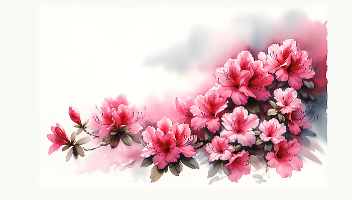 JPG 분홍색 백그라운드 일러스트 수채화 사람없음 봄 화려 진달래 국내일러스트 AI일러스트 AI콘텐츠 계절 꽃 컬러 컨셉 파일형식