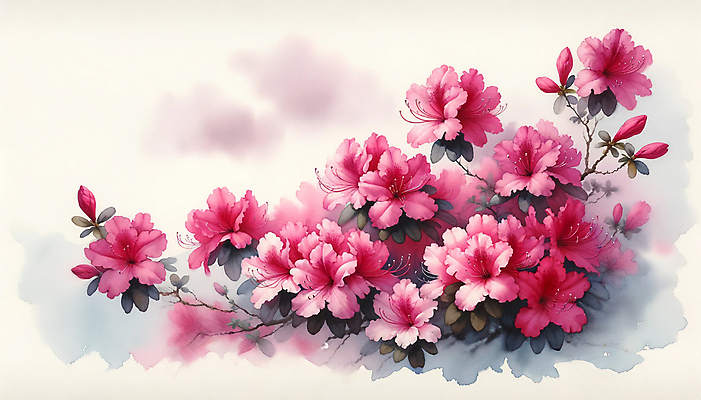 JPG 분홍색 백그라운드 일러스트 수채화 사람없음 봄 화려 진달래 국내일러스트 AI일러스트 AI콘텐츠 계절 꽃 컬러 컨셉 파일형식