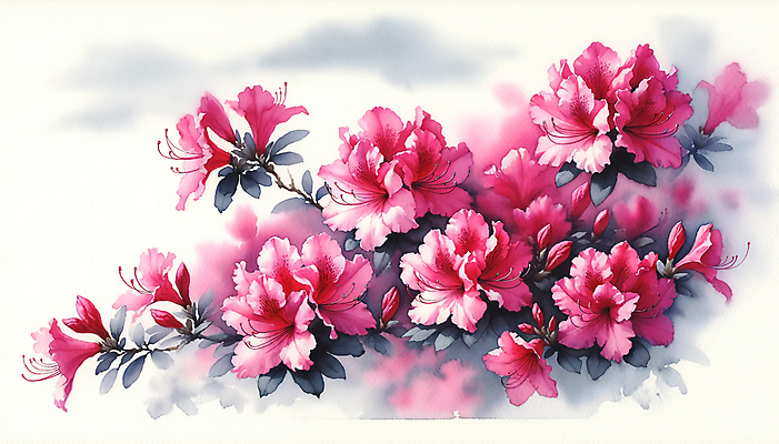 JPG 분홍색 백그라운드 일러스트 수채화 사람없음 봄 화려 진달래 국내일러스트 AI일러스트 AI콘텐츠 계절 꽃 컬러 컨셉 파일형식