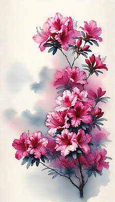JPG 분홍색 백그라운드 일러스트 수채화 사람없음 봄 화려 진달래 국내일러스트 AI일러스트 AI콘텐츠 계절 꽃 컬러 컨셉 파일형식