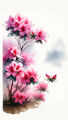 JPG 분홍색 백그라운드 일러스트 수채화 사람없음 봄 화려 진달래 국내일러스트 AI일러스트 AI콘텐츠 계절 꽃 컬러 컨셉 파일형식