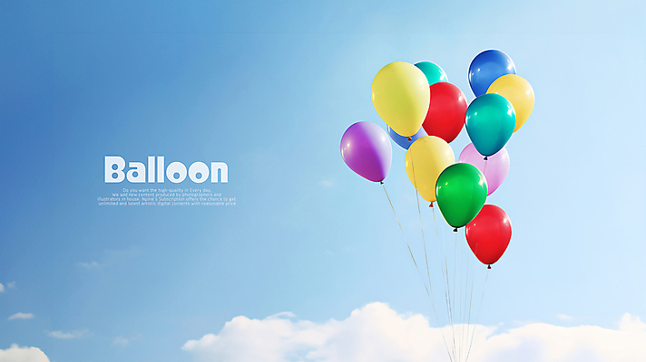 PSD 구름 편집이미지 하늘 타이포그라피 사람없음 화려 풍선 카피스페이스 이미지편집 자연요소 문자 컨셉 공백 파일형식