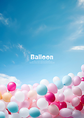 PSD 구름 편집이미지 하늘 타이포그라피 사람없음 화려 풍선 카피스페이스 이미지편집 자연요소 문자 컨셉 공백 파일형식