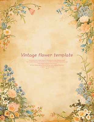 PSD 편집이미지 꽃 프레임 사람없음 봄 빈티지 카피스페이스 편집소스 이미지편집 식물 계절 컨셉 공백 파일형식