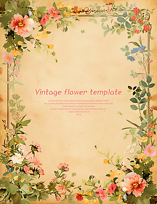 PSD 편집이미지 꽃 프레임 사람없음 봄 빈티지 카피스페이스 편집소스 이미지편집 식물 계절 컨셉 공백 파일형식