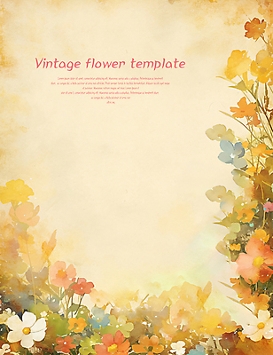 PSD 편집이미지 꽃 프레임 사람없음 봄 빈티지 카피스페이스 편집소스 이미지편집 식물 계절 컨셉 공백 파일형식