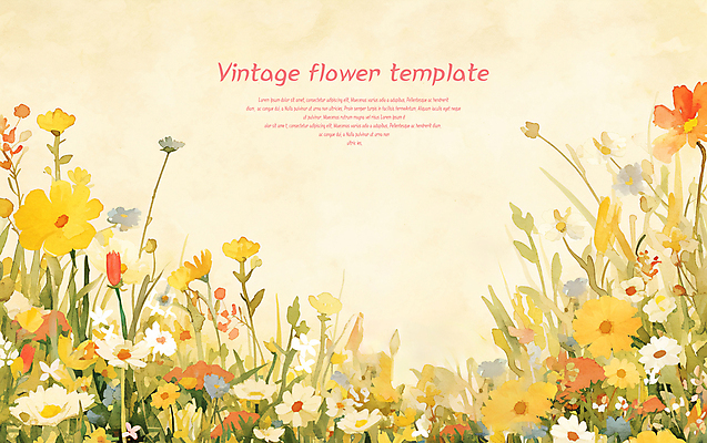 PSD 편집이미지 꽃 프레임 사람없음 봄 빈티지 카피스페이스 편집소스 이미지편집 식물 계절 컨셉 공백 파일형식