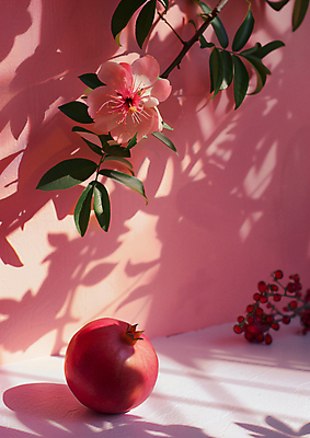 JPG 편집이미지 꽃 백그라운드 나뭇잎 건강 그림자 사람없음 빨간색 신선 석류 편집실사 AI포토 AI콘텐츠 식물 컬러 잎 과일 CG 파일형식