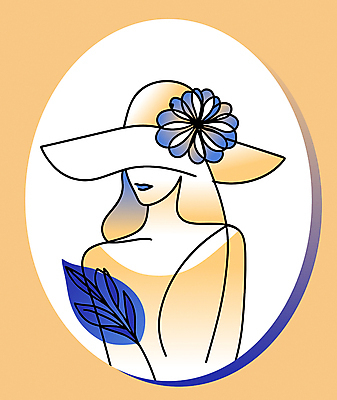 여자 패션 꽃 일러스트 한명 성인 뷰티 노란색 우아함 라인아트 심플 챙모자 성인여자한명만 국내일러스트 AI파일 식물 모자_잡화 1 선 컬러 컨셉 사람 여자한명만 성인여자만 파일형식 벡터