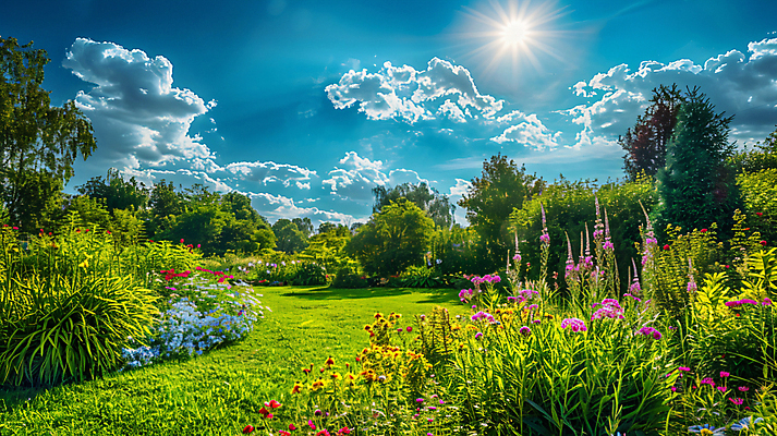 JPG 나무 구름 편집이미지 꽃 자연 하늘 휴식 풍경 사람없음 태양 풀 디지털합성 힐링 편집실사 AI포토 AI콘텐츠 자연요소 식물 컨셉 CG 생태계 파일형식