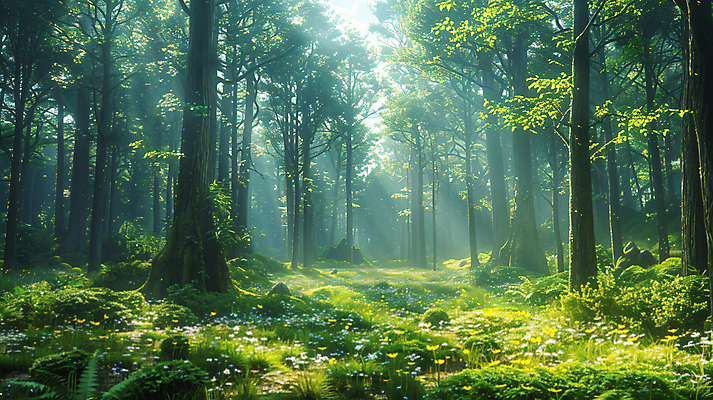 JPG 나무 편집이미지 자연 나뭇잎 풍경 사람없음 햇빛 환경 분위기 숲 디지털합성 편집실사 AI포토 AI콘텐츠 식물 컨셉 잎 태양 CG 생태계 파일형식