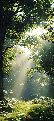 JPG 나무 편집이미지 자연 나뭇잎 풍경 사람없음 햇빛 환경 분위기 숲 디지털합성 편집실사 AI포토 AI콘텐츠 식물 컨셉 잎 태양 CG 생태계 파일형식