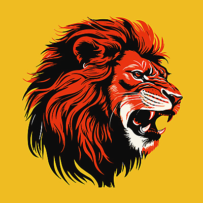 일러스트 사람없음 노란색 머리 주황색 사자 심볼 국내일러스트 AI파일 컬러 포유류 신체부위 파일형식 벡터