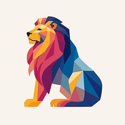 일러스트 사람없음 컬러풀 사자 심볼 폴리곤 국내일러스트 AI파일 컬러 포유류 파일형식 벡터