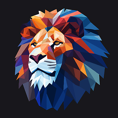 일러스트 사람없음 파란색 주황색 사자 심볼 폴리곤 국내일러스트 AI파일 컬러 포유류 파일형식 벡터