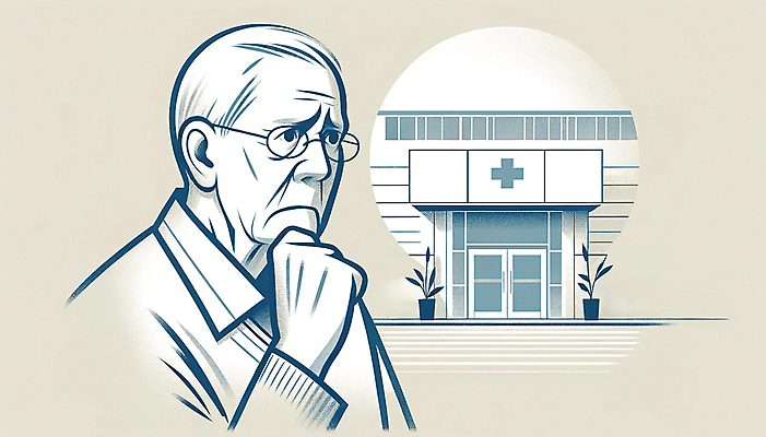 JPG 할아버지 노년 남자 일러스트 의학 병원 한명 턱괴기 진료 사회이슈 고민 걱정 노인남자한명만 국내일러스트 AI일러스트 AI콘텐츠 1 감정 컨셉 모션 사람 성인 남자한명만 노인남자만 파일형식