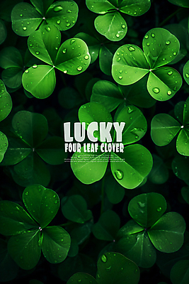 PSD 편집이미지 사람없음 초록색 물방울 행운 네잎클로버 카피스페이스 이미지편집 식물 컬러 컨셉 공백 클로버 파일형식