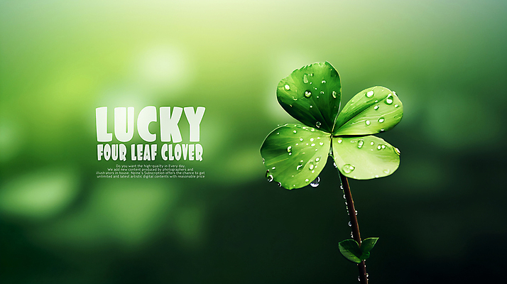PSD 편집이미지 사람없음 초록색 젖음 물방울 행운 네잎클로버 카피스페이스 이미지편집 식물 컬러 컨셉 공백 클로버 파일형식