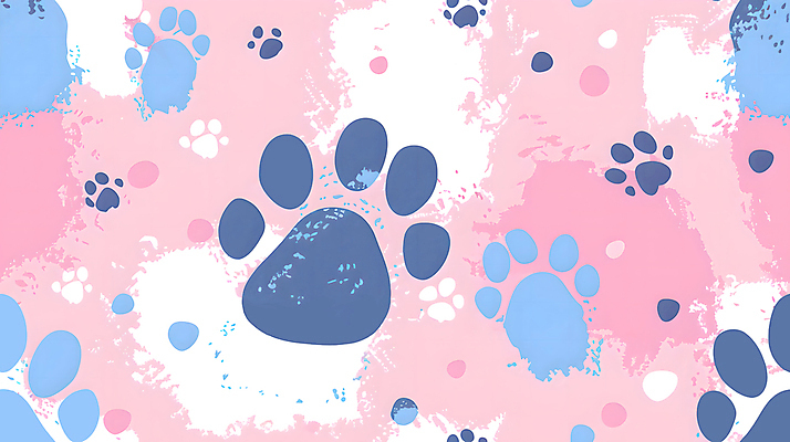 JPG 동물 분홍색 백그라운드 패턴 일러스트 페인팅 붓터치 사람없음 파란색 얼룩 발자국 발바닥 국내일러스트 AI일러스트 AI콘텐츠 컬러 무늬 자국 발 파일형식