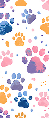 JPG 동물 백그라운드 패턴 일러스트 페인팅 붓터치 사람없음 컬러풀 얼룩 발자국 발바닥 국내일러스트 AI일러스트 AI콘텐츠 컬러 무늬 자국 발 파일형식