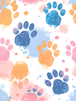 JPG 동물 백그라운드 패턴 일러스트 페인팅 붓터치 사람없음 컬러풀 얼룩 발자국 발바닥 국내일러스트 AI일러스트 AI콘텐츠 컬러 무늬 자국 발 파일형식