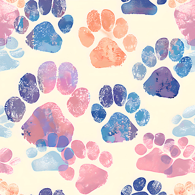 JPG 동물 백그라운드 패턴 일러스트 페인팅 붓터치 사람없음 컬러풀 얼룩 발자국 발바닥 국내일러스트 AI일러스트 AI콘텐츠 컬러 무늬 자국 발 파일형식