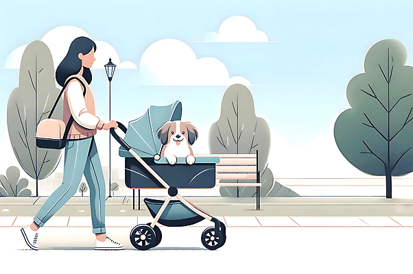 JPG 전신 나무 구름 공원 여자 반려견 가로등 벤치 일러스트 가족 하늘 한명 성인 파란색 산책 산책로 개 강아지 승차 유모차 성인여자한명만 개모차 국내일러스트 AI일러스트 AI콘텐츠 자연요소 식물 1 공공시설 길 컬러 의자 포유류 관계 모션 휴식 사람 반려동물 아기용품 애견용품 여자한명만 성인여자만 파일형식