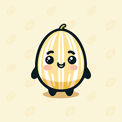 캐릭터 일러스트 의인화 사람없음 여름 노란색 귀여움 참외 과일캐릭터 일러캐릭터 AI파일 계절 컬러 컨셉 과일 파일형식 벡터