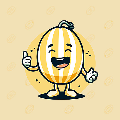 캐릭터 일러스트 의인화 웃음 사람없음 여름 노란색 귀여움 참외 과일캐릭터 따봉 일러캐릭터 AI파일 계절 컬러 컨셉 과일 표정 최고 파일형식 벡터